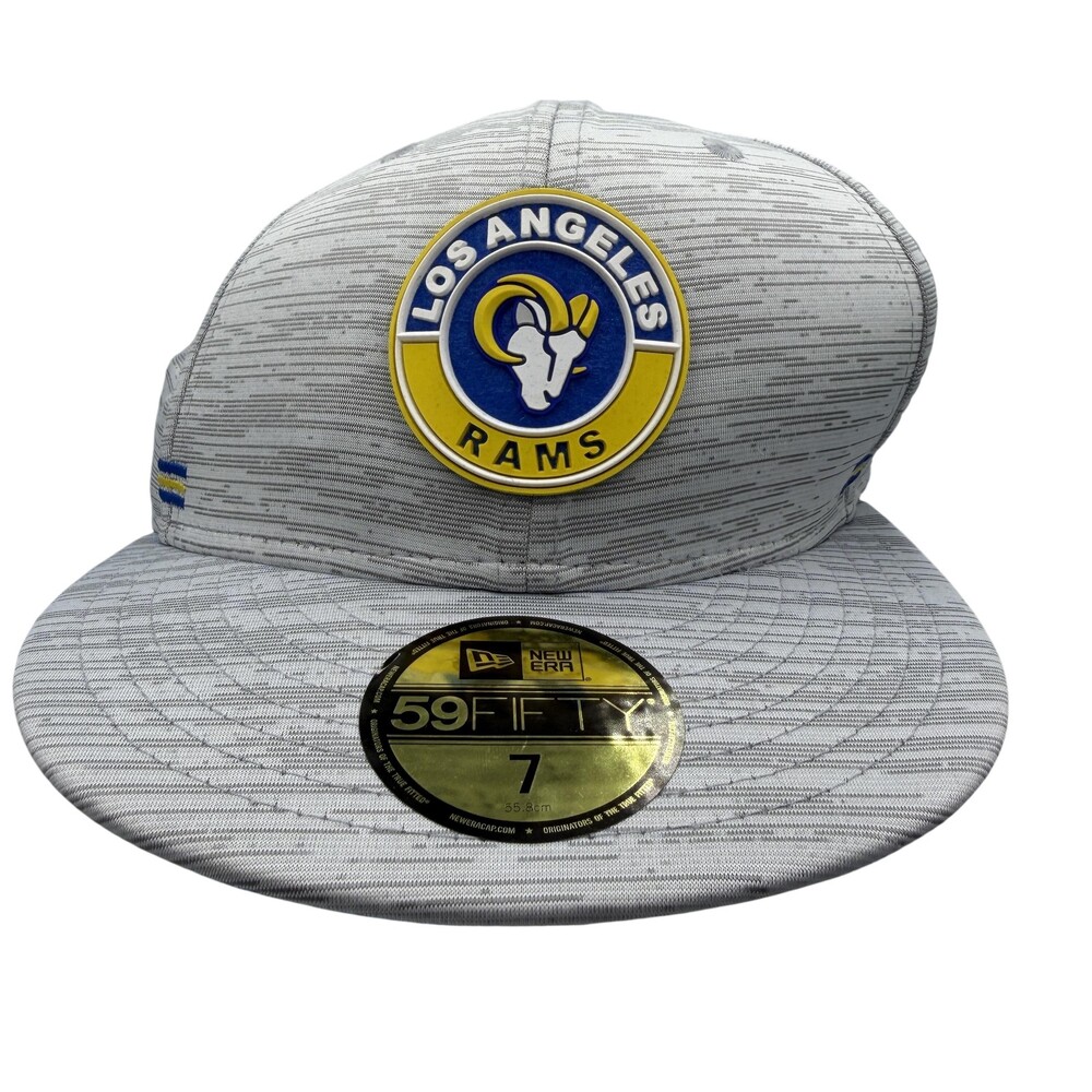 Los Angeles Rams Hat Cap Fitted Mens 7 Gray NFL Football New Era 59FIFTY